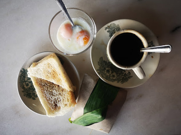 Malaysia Traditional Breakfast - Coffee, Half Boiled Eggs, Kaya Bread